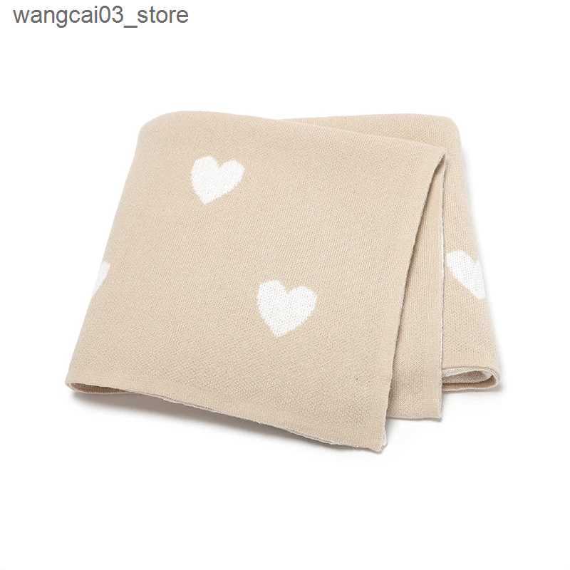 Blankets Swaddling Baby Blankets Cotton Knit 90*70CM Infant Girls Newborn Boys Bed Quilt Cute Love Plaid Toddler Stroller Swaddle Soft Sleep Covers L2