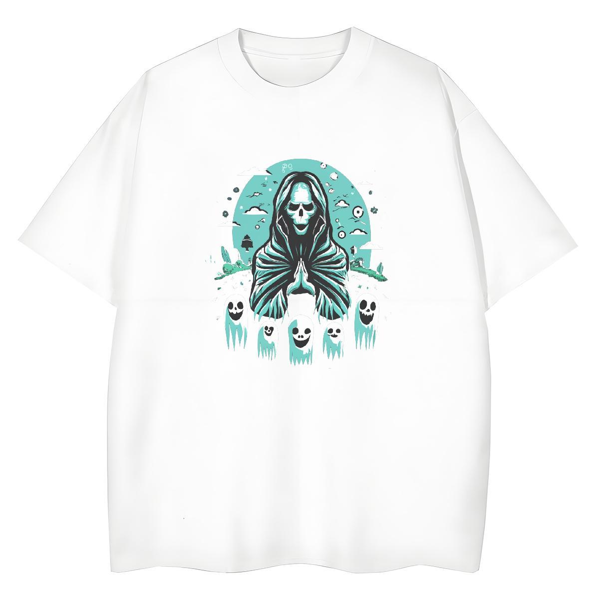 Fashion Casual T Shirt For Woman 100% Cotton 230g Breathable Short Sleeve Sports Street Wear skull Woman Tshirt High quality Custom Print Oversized Cl