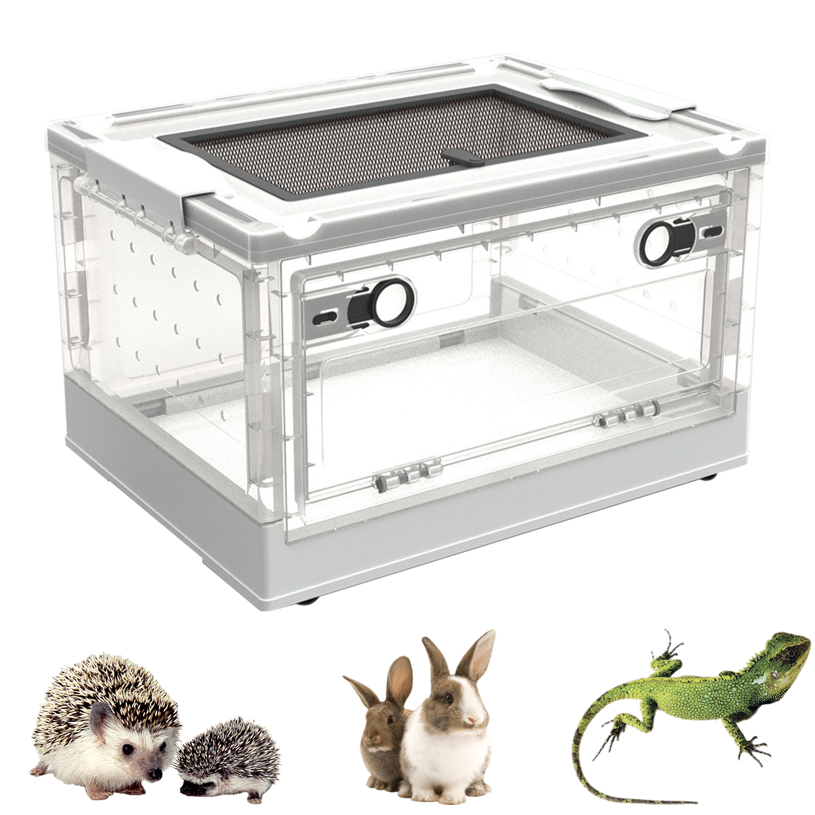 Foldable Small Animal Breeding Box Ventilation Hole Design Transparent Mini Pet Habitat Cage For Hamster Lizard Spider Reptile