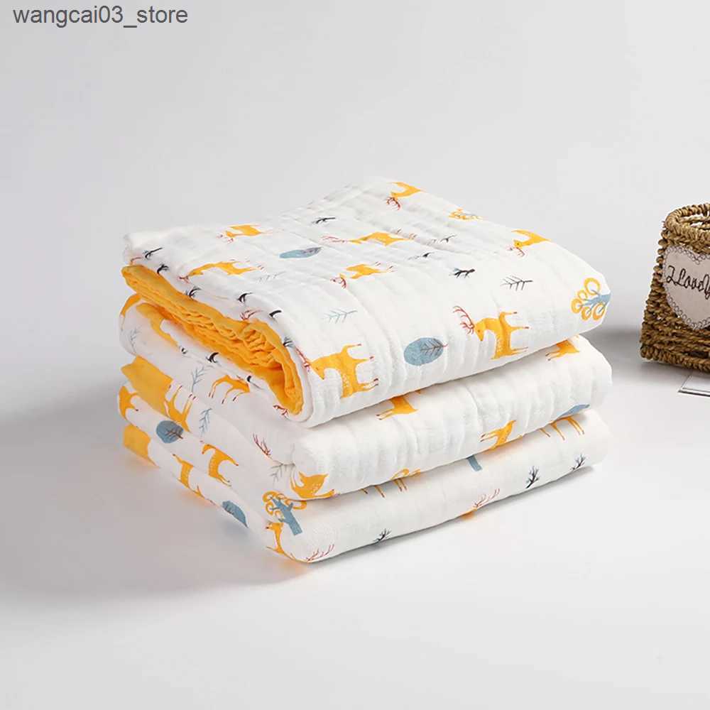 Blankets Swaddling Baby Blankets 6 Layers 100% Cotton Gauze Breathable Infant Wrap Soft Absorbent Newborn Swaddle Blankets Cartoon Baby Bath Towel L24