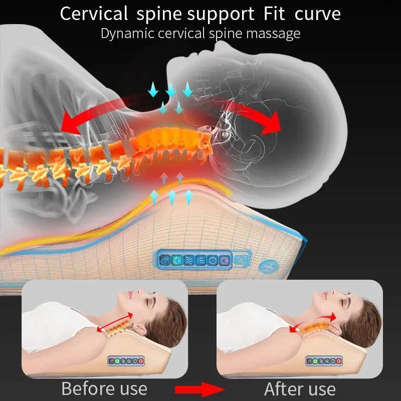 Jinkairui 4-head electric neck back and waist care massage pillow with vibration finger pressure and infrared heating for both car and household use W