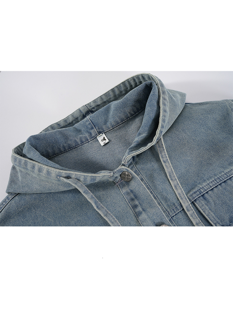 Women Light Blue Denim Vintage Fashion Hoodies Long Sleeve Jean Jacket Outerwear Loose Haruku Korean Top 2000S Clothes