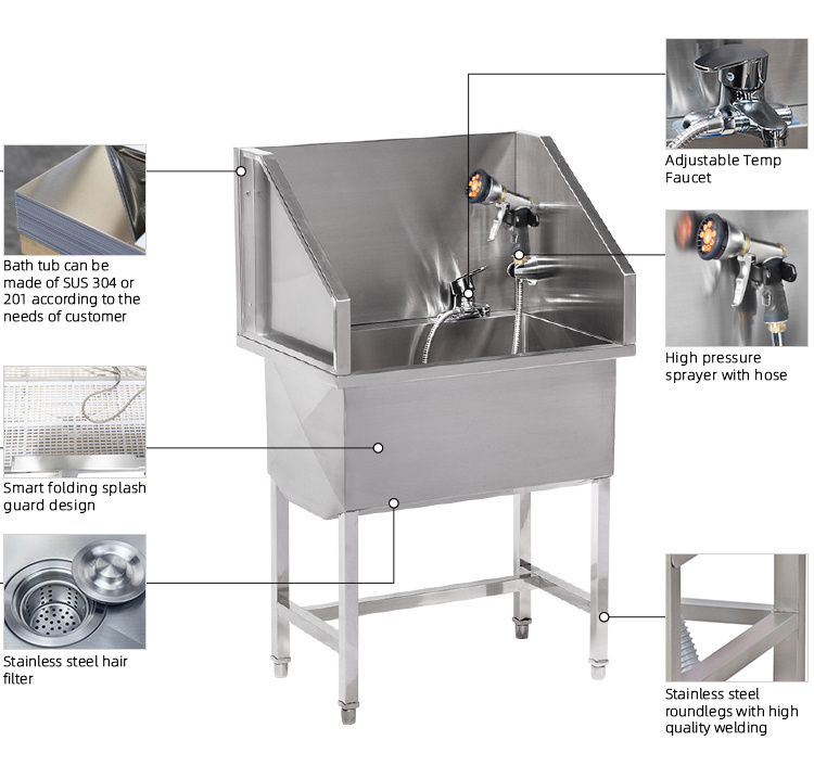 Hayeapet Manufacturer high quality Stainless Steel Electric Dog Bathtub Pet Supplies Pet SPA Shower tub