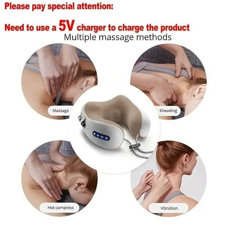 U-shaped electric neck massager relaxation multifunctional car home massage pillow rechargeable shoulder and neck massage pillow W240819