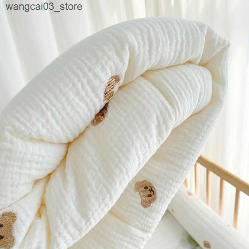 Blankets Swaddling Korean Baby Quilt Pure Cotton Mink Blanket Baby Four Seasons Warm Soft Wool Swaddle Wrapped Bedding 1.2x1.5M L240910