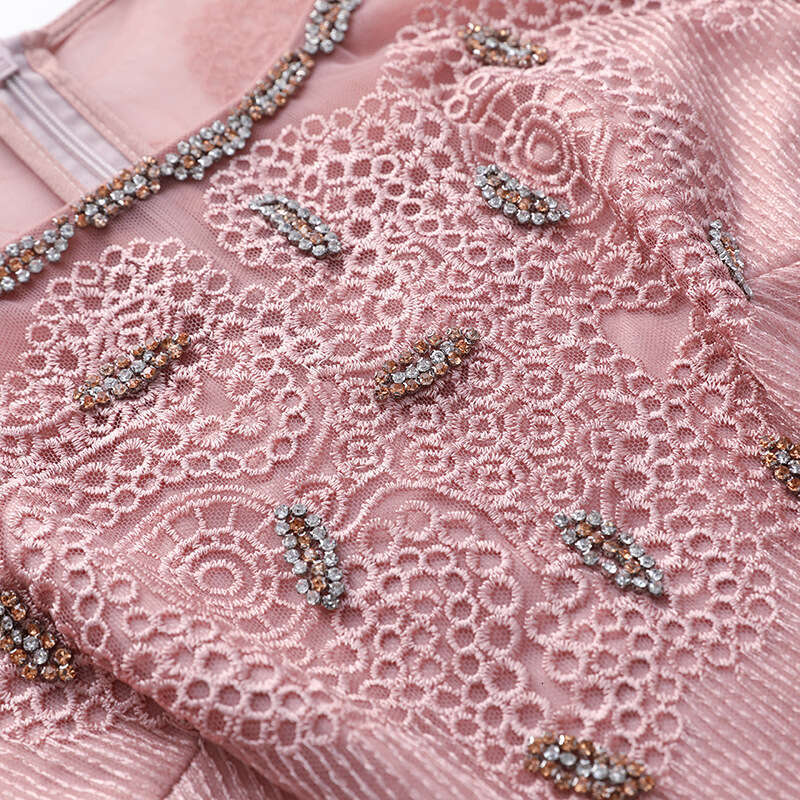 Smart and elegant goddess style 2024 autumn new item heavy industry embroidery nail diamond dress long skirt plus size