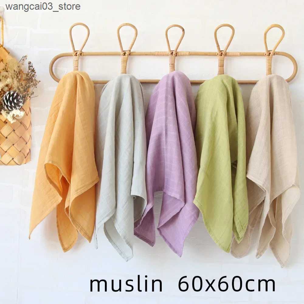 Blankets Swaddling Bamboo Muslin Squares Plain Swaddle Blanket Baby Saliva Towel Burp Cloth for New Born Stuff Cloth Diaper 60x60cm L240910