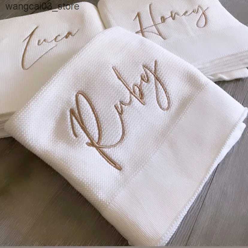 Blankets Swaddling Name Personalised Baby Blanket Newborn Swaddle Wrap Blanket Cotton Crochet Toddler Infant Baby Bedding Crib Bed Stroller Blanket L2