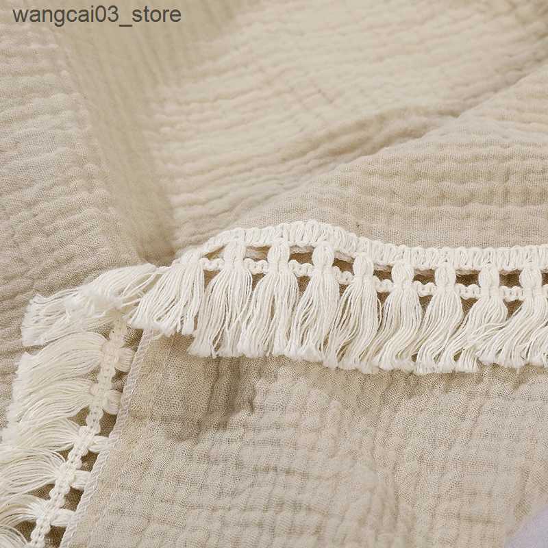 Blankets Swaddling Cotton Muslin Swaddle Blankets for Newborn Baby Tassel Receiving Blanket New Born Swaddle Wrap Infant Sleeping Quilt Bed Cover L240
