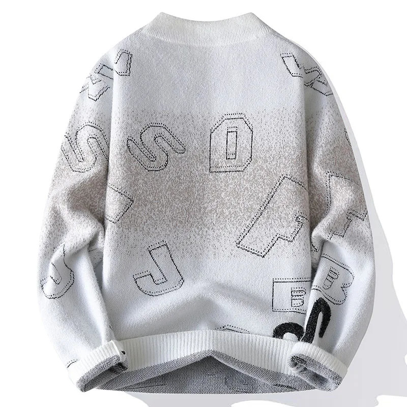 Sweater Mens Winter Arrival Thick Warm Knitted Sweater Mens Alphabet Pattern Sweater Mens Wool Pullover 241007