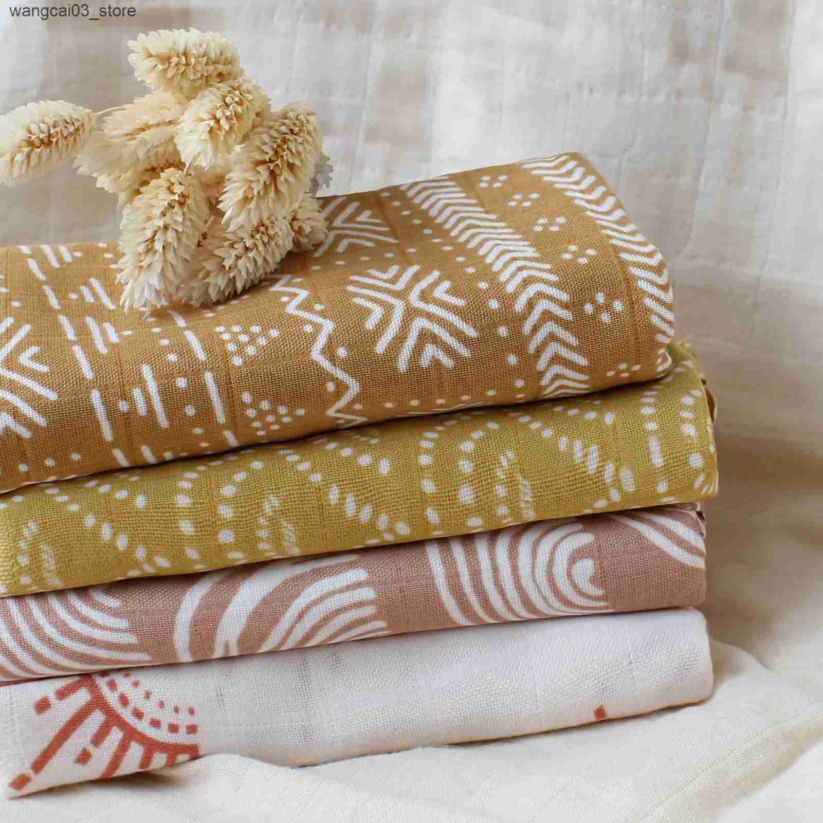 Blankets Swaddling 60*60cm Muslin Bamboo Cotton Baby Blanket Baby Newborn Blankets Newborn Swaddle Wrap Burp Cloths Towel Pielucha dropshipping L24091