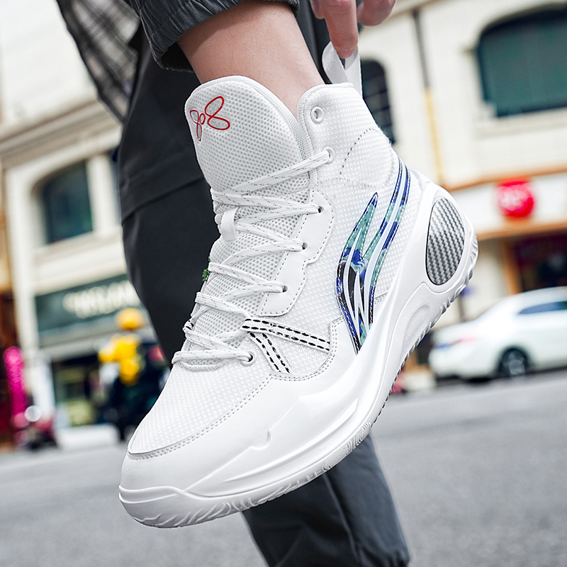 Actual combat basketball shoes male youth student running shoes springback high-top sports shoes wear-resistant non-slip