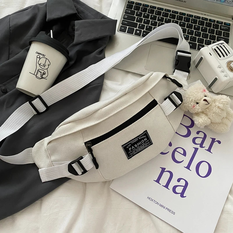 Japanese Harajuku Dark Style Chest Bag Womens Full Match Waist Bag Womens Student Canvas Messenger Bag 241008