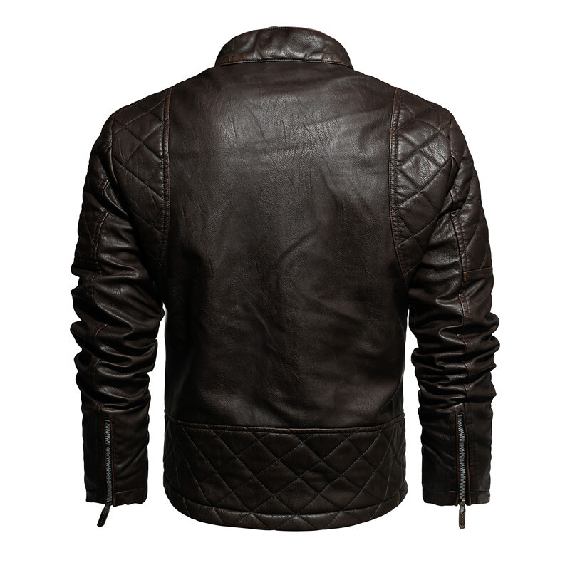 2024 New Men Plus Fleece Autumn And Winter Leather Jacket Wash Men's Coat