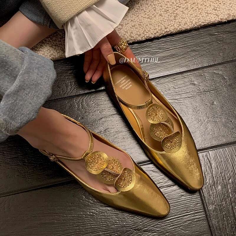 Rome Women Elegant Shallow Summer New Pointed Toe Retro Shoes Designer Dress Walking Flats Mujer atillas free shipping shoes