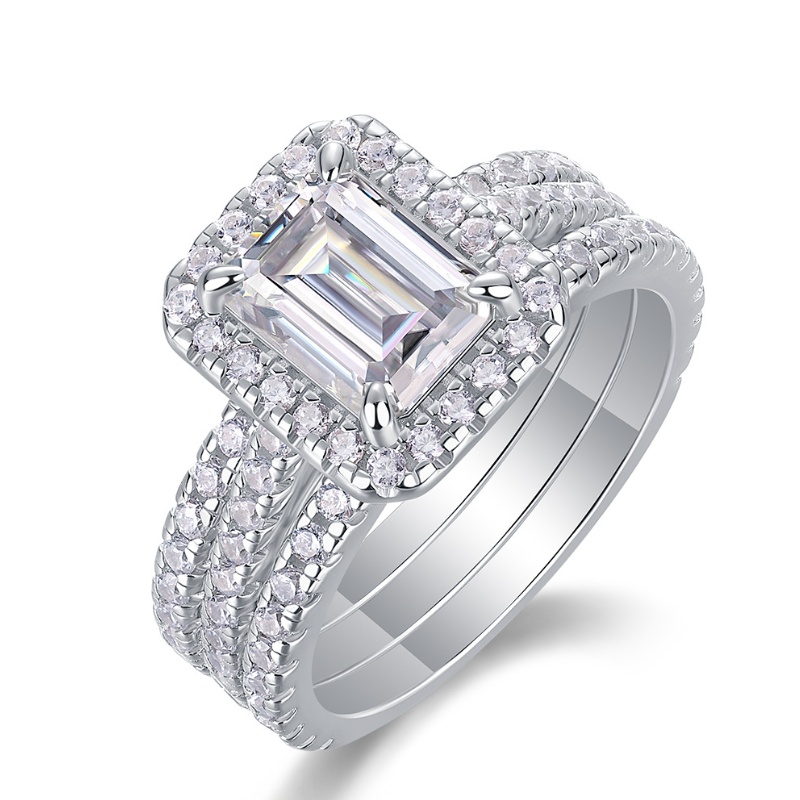 3in1 Women GRA Moissanite Ring S925 Sterling Silver 1.5ct Square Moissanite Diamond Rings for Women Promise Jewelry Engagement Rings Gift