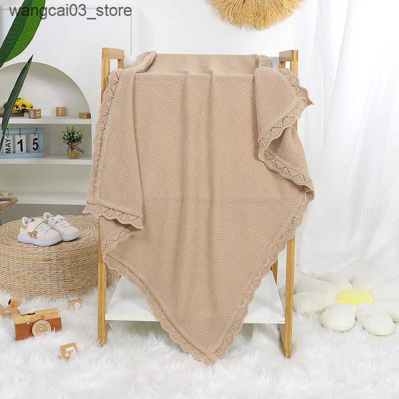 Blankets Swaddling Baby Blankets Cotton Knitted Newborn Boy Girl Bedding Quilt 100*80CM Infant Stroller Swaddle Super Soft Fashion Ruffles Wrapping L2