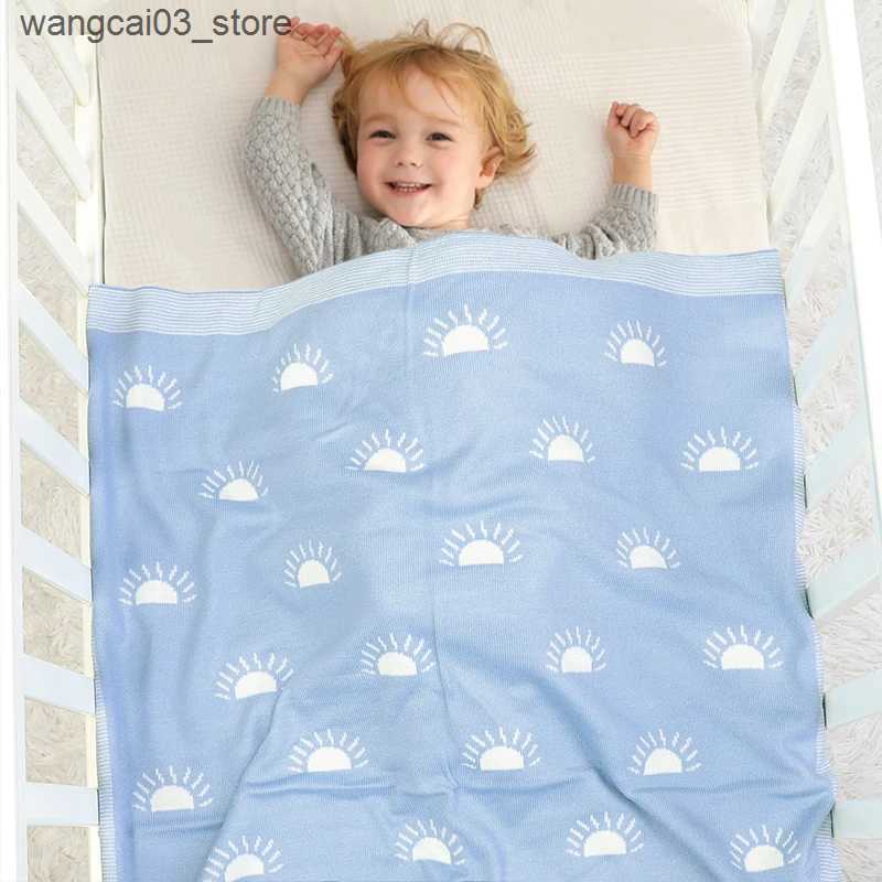 Blankets Swaddling Infant Baby Blankets Knit Newborn Kids Bedding Plaid 90*70CM Quilt Cute Sun Toddler Girl Boy Stroller Swaddling Soft Breathable L24