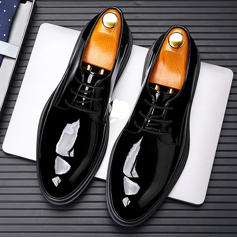 6CM mens high boots 8CM mens elevator dress shoes patent leather mens leather business shoes 241007