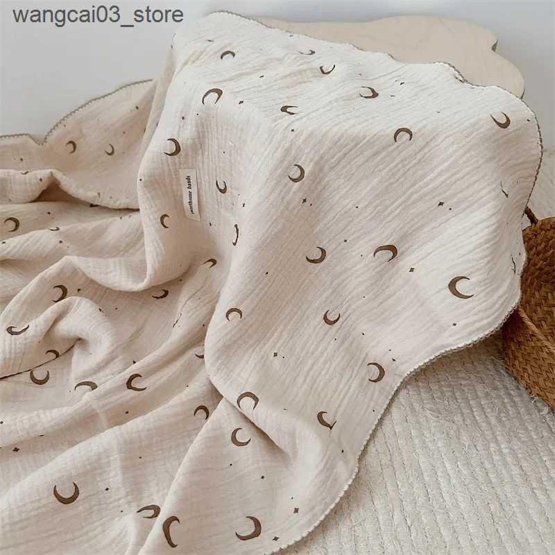 Blankets Swaddling Muslin Swaddle Blankets Summer Newborn Baby Blanket For Boys Girls 4 Layer Cotton Fringe Infant Receiving Blanket Bed Crib Quilt L2