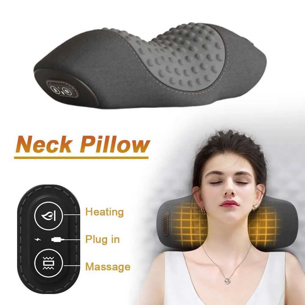Electric vibration neck massager neck massager hot compression massager neck trajectory pain relief massage pillow spinal support sleep relaxation W24