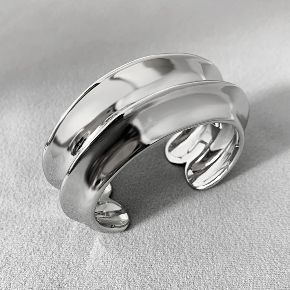 Reines gold silver smooth simple open circular bracelet irregular personalized n high-quality gifts for women wedding jewelry 241007