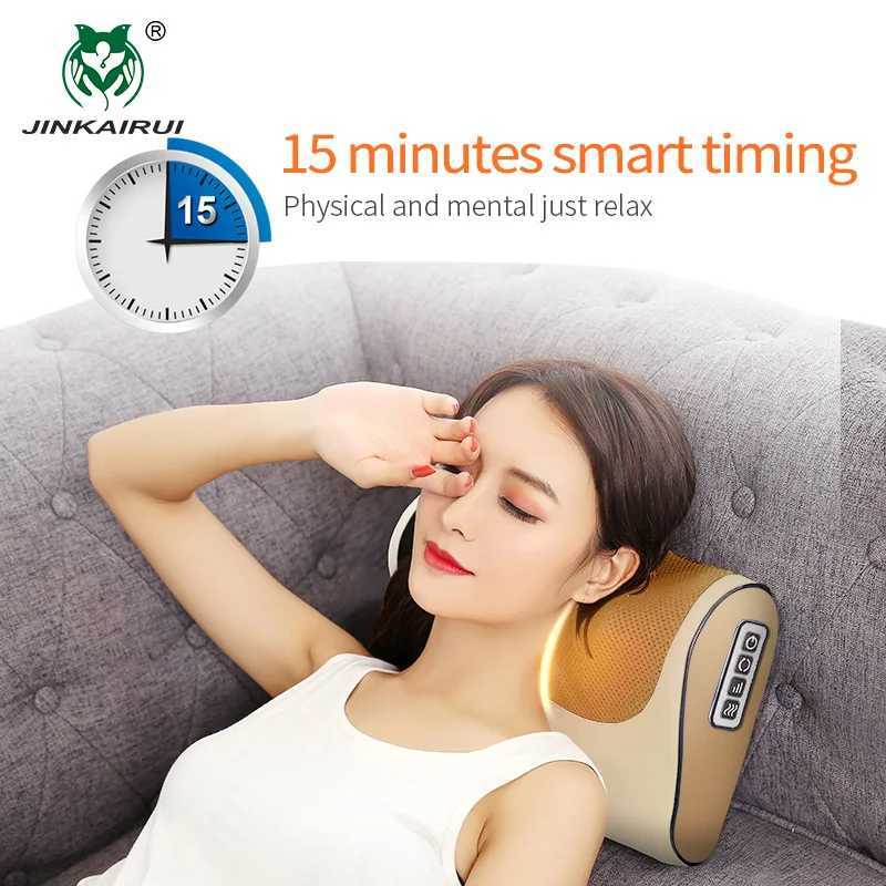 JinKaiRui Neck Massage Pillow Infrared Heating Finger Pressure Massager Equipment Kneading Massage Wave Curve Design Healthy Massager W240819
