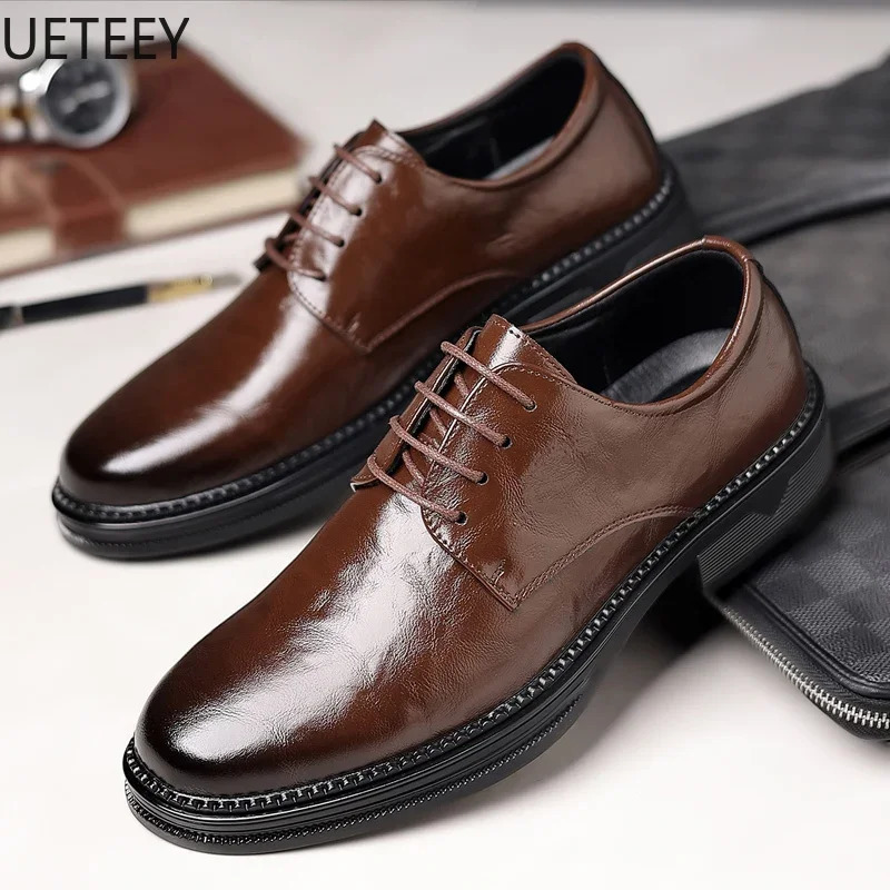 Leather shoes leather shoes mens shoelaces non slip and lightweight UETEEY classic explosion-proof style leather casual 241007