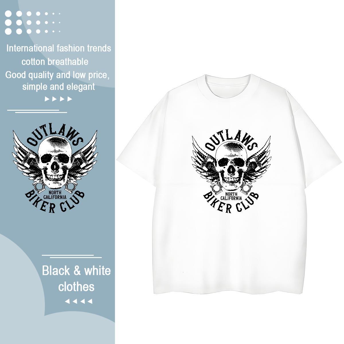 Fashion T-Shirts for Women 230g 100% Cotton Breathable Soft Casual Sport skull Tshirt for Man Woman Loose fit DIY Printed Wear