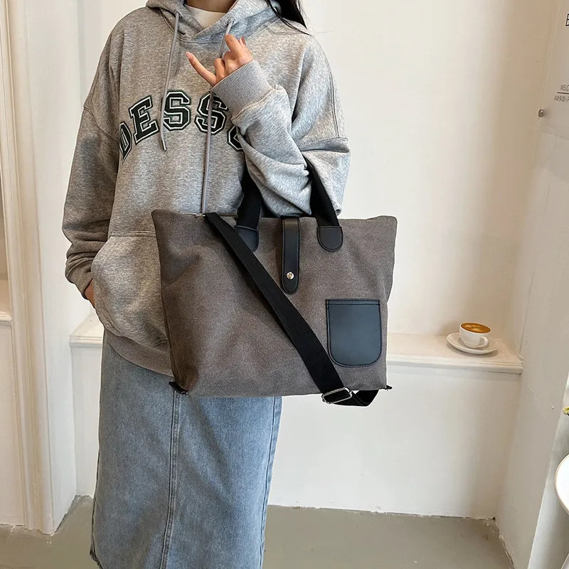 Casual canvas handbag high-quality shoulder cross body bag Japanese Korean style large bag womens messenger bag 241008