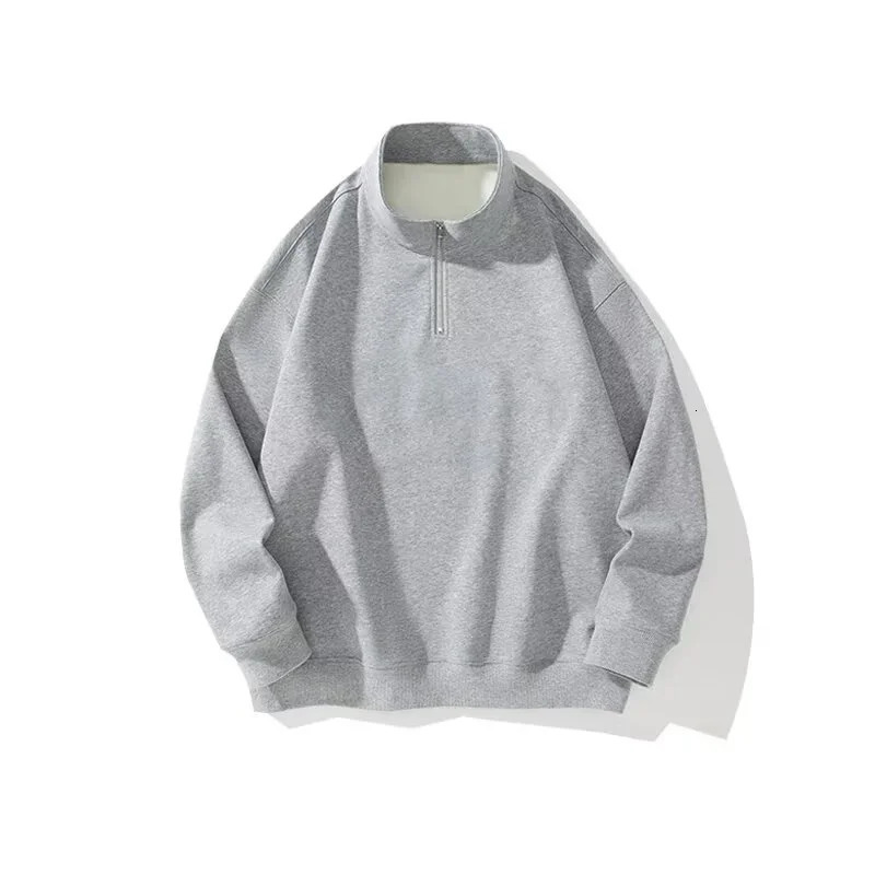 Half Zipper n Sweatshirts For Men Autumn Y2K Vintage Stand Collar Pullover Hoodies Korean Fashion Casual sudadera 241011