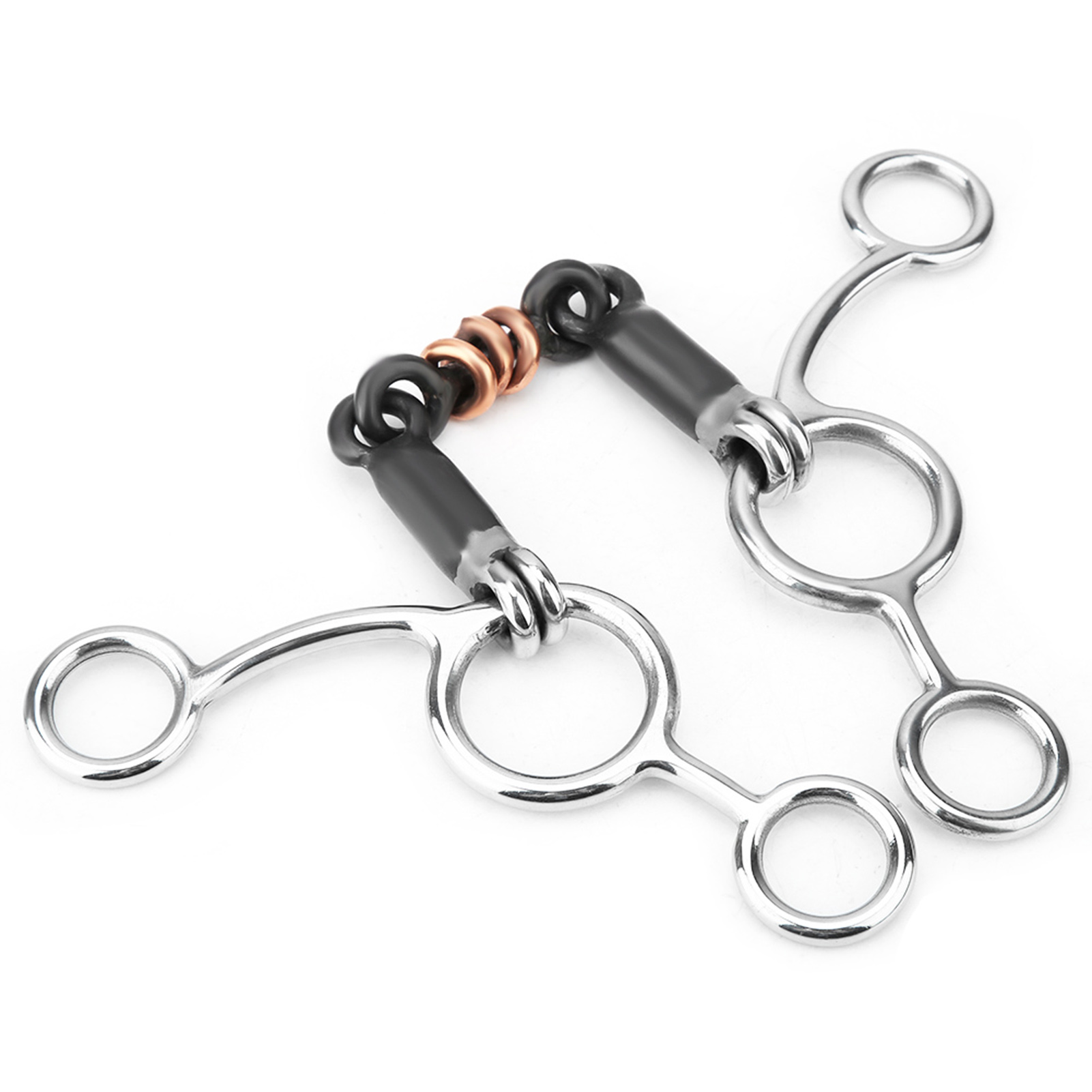 Equestrian Loose Ring Full Cheek Gag Gag Ring Snaffle Bits Horse Chew Stainless Steel Gag Bit With Black Steel Mouth Horse Chew