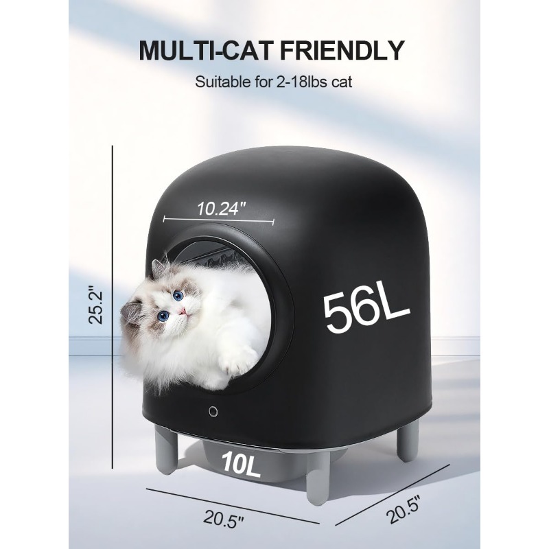 Automatic Cat Litter Box, 100% Safe, Wi-Fi Enabled with Smart App Monitoring – Ultimate Hygiene & Comfort for Your Feline Friend