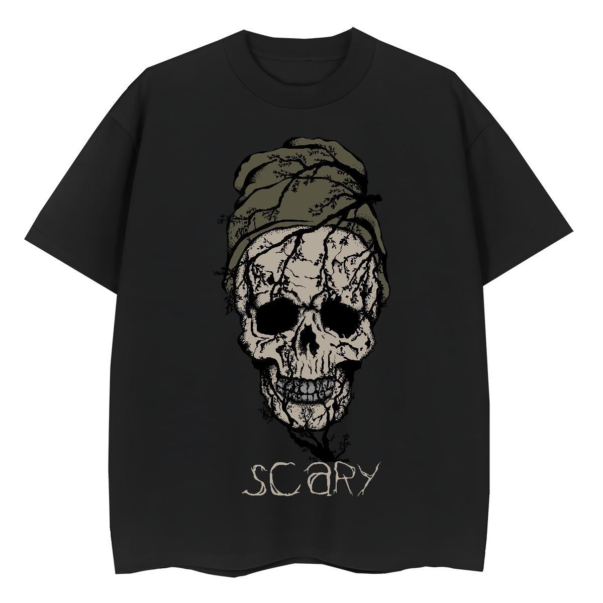 Casual New Women T Shirts 230g Pure Cotton Short Sleeve O-Neck Home Outdoor skull Lady T shirt Soft White Plus Size Tops Shirt