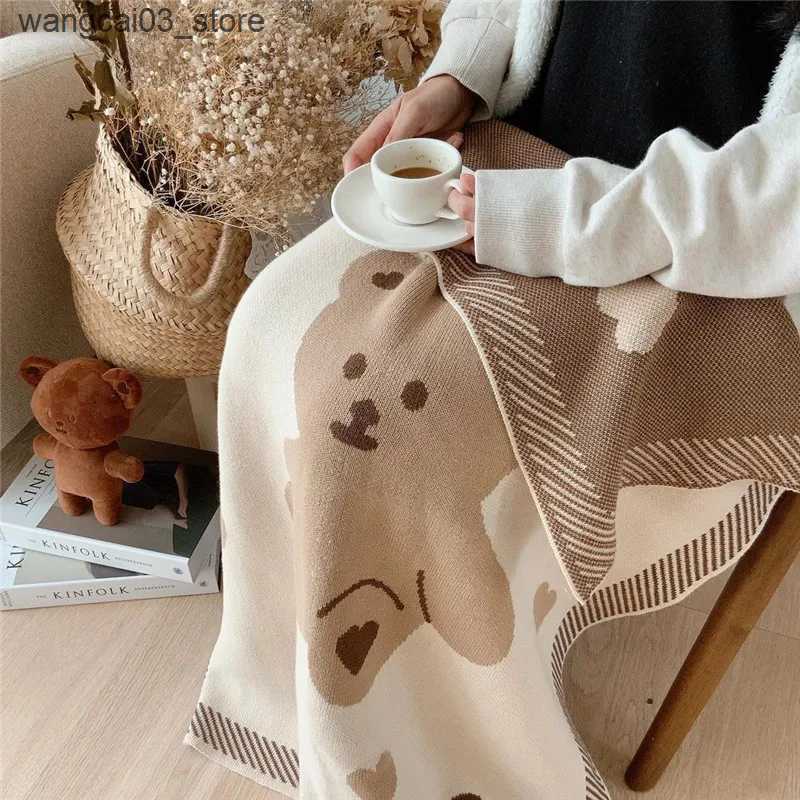Blankets Swaddling Knit Blanket Swaddling Blankets for Baby Newborn Babies Accessories Bear Childrens Winter Warm Bed Cover Bedding Manta Bebe L240910