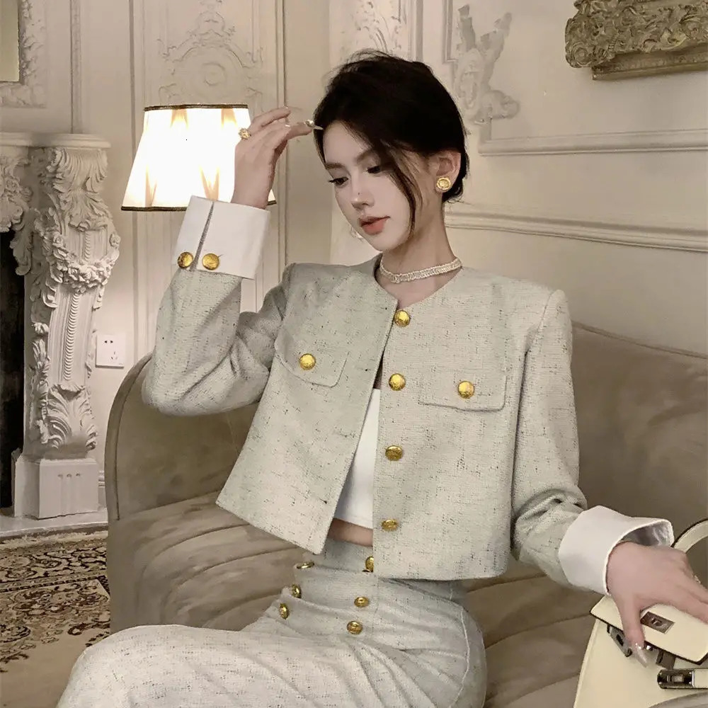 High class suit Womens clothing Autumn perfume short coat High waist pants two-piece womens suit 241010