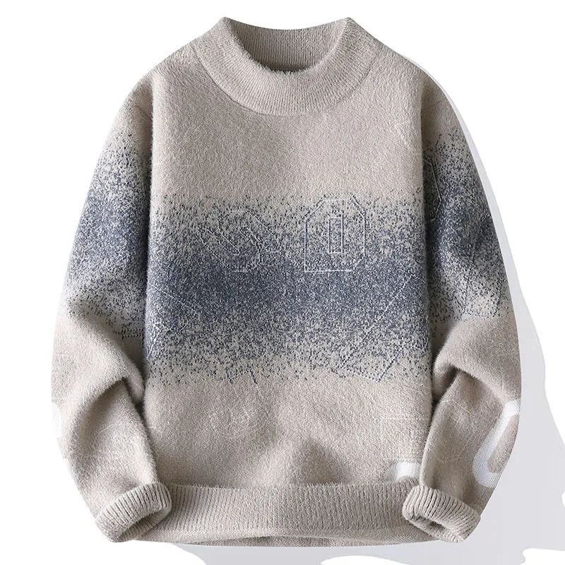 Sweater Mens Winter Arrival Thick Warm Knitted Sweater Mens Alphabet Pattern Sweater Mens Wool Pullover 241007