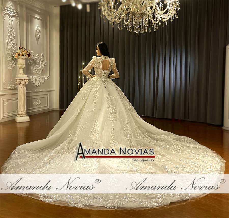 Custom Made Long Sleeve Lace V-necke Wedding Dress