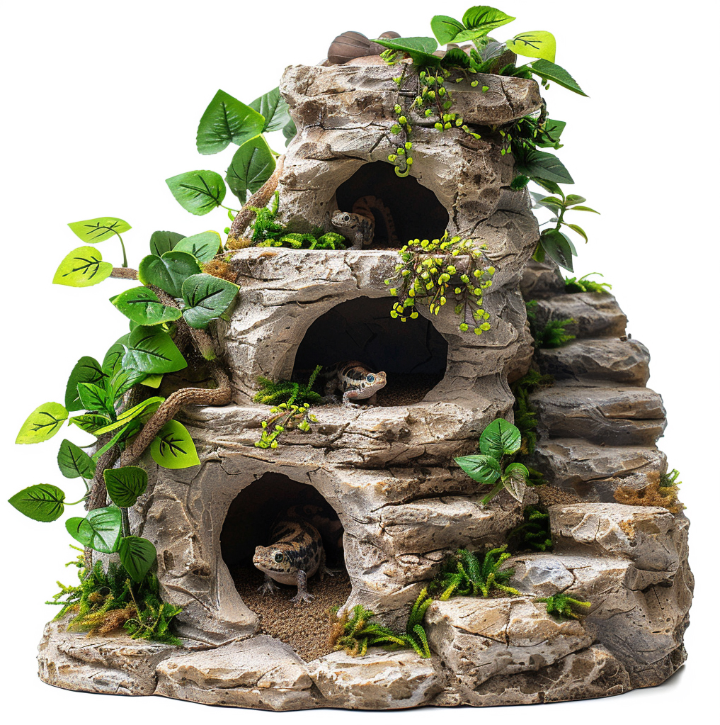 Newest Popular Hideout Resin Lizard Habitat Basking Platform Hiding Cave Small Animal Snake Reptile Hide