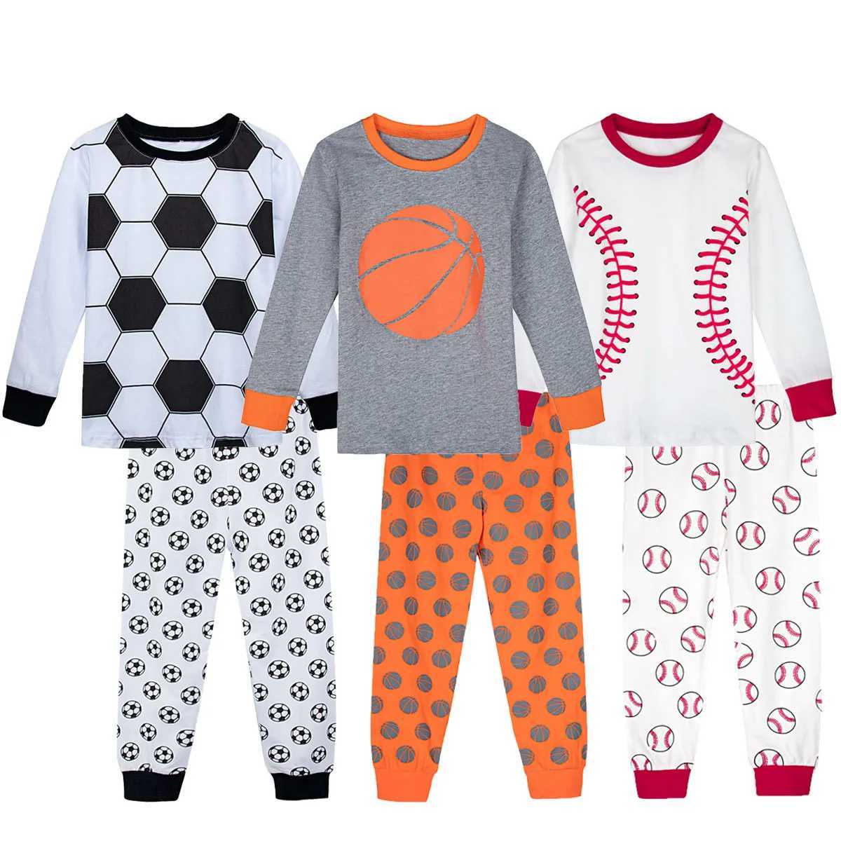 Pajamas Pajamas for s Toddler Boys Football Basketball Baseball Sleepwear Set Infant Halloween Carnival Sport Nightwear S2410127