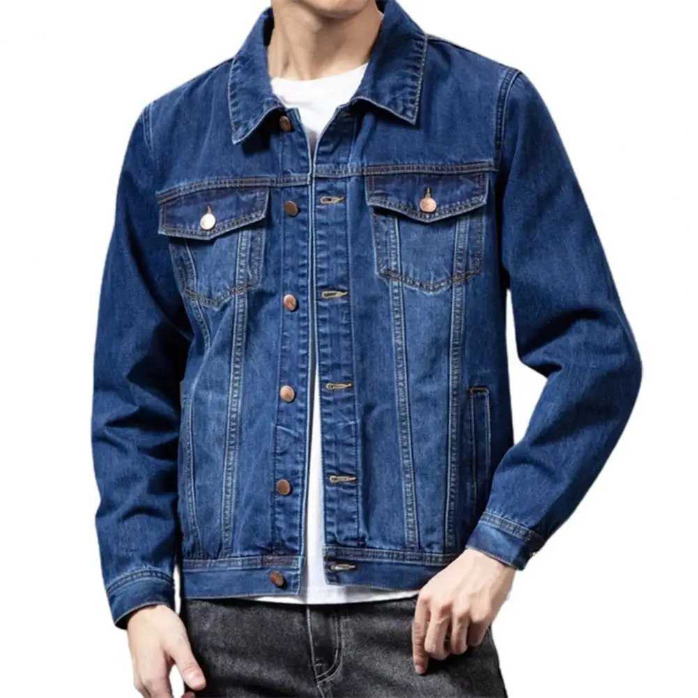 Spring Colorfast mens denim jacket single breasted collar denim cardigan jacket slim fit jacket jacket W241011