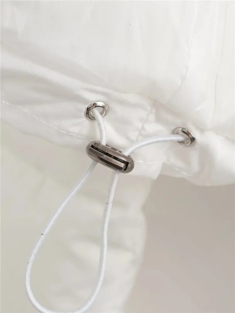 Womens Casual Solid Hooded Zipper Short Jackets Drawstring White Parkas Ladies Outwear Winter Autumn 240930