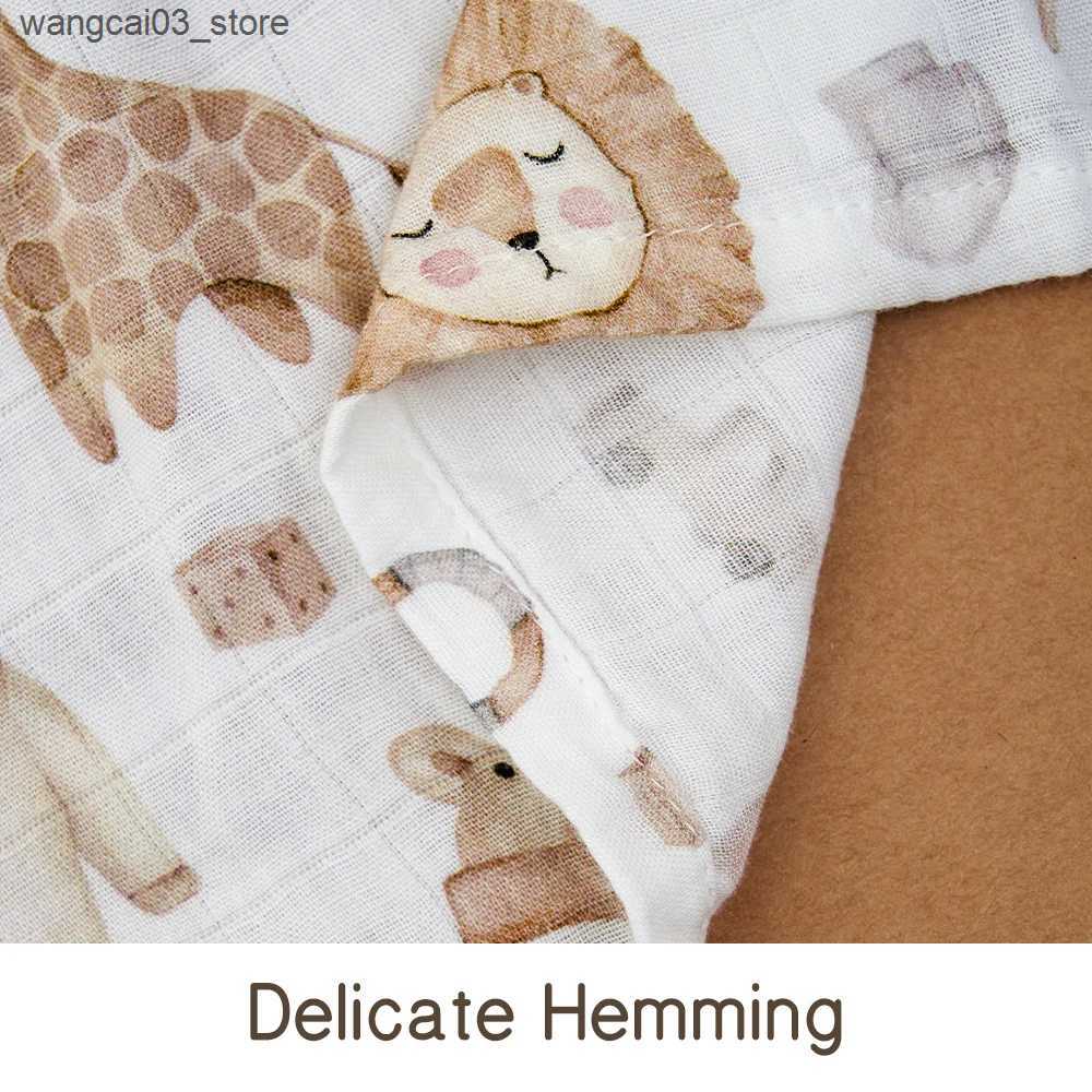 Blankets Swaddling Elinfant Popular Digital Print Bamboo Cotton Muslin Swaddle Blankets High Quality 120*110cm Newborn Baby Bath Towel Wrap L240910