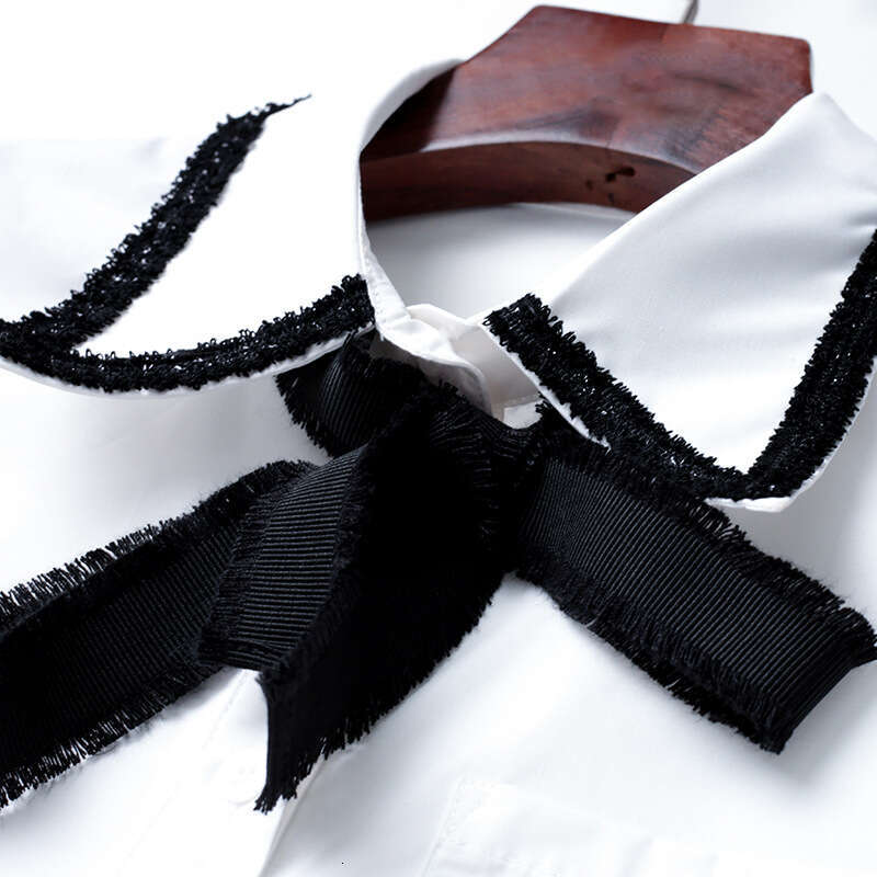 Academy Style 2024 New Summer Dress Tie White Shirt Mesh Contrast Medium length Skirt Two piece Set