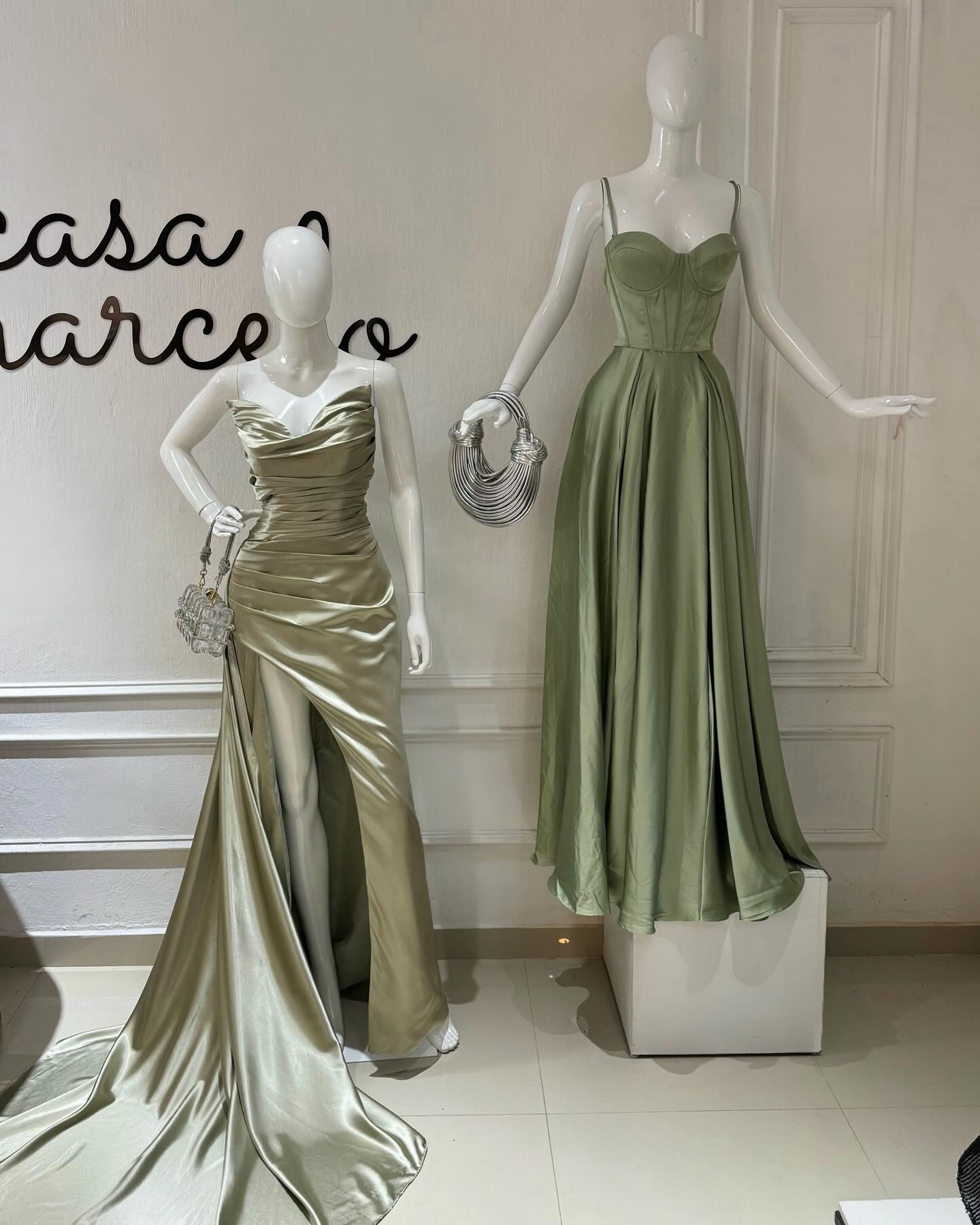 Sexy Sage Prom Dress A E Bone Bodice Spaghetti Evening Dresses Satin Thing Split Backless Beauty Women Formal Gown