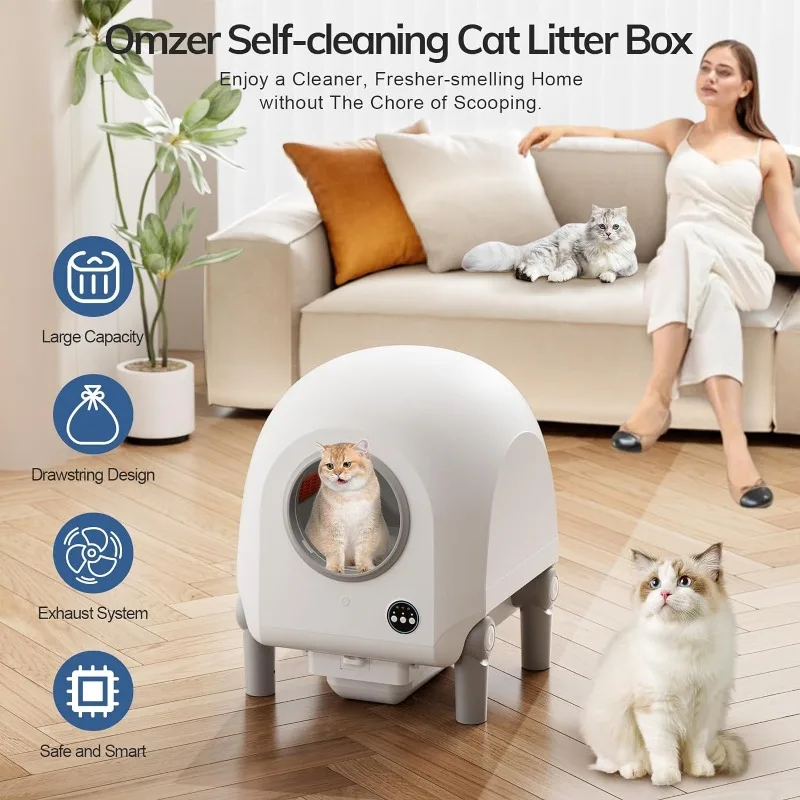 Automatic Cat Litter Box Self Cleaning with Camera Smart Tuya App Cat Toilet Tray 68L Large Capacity Caja De Arena Para Gatos