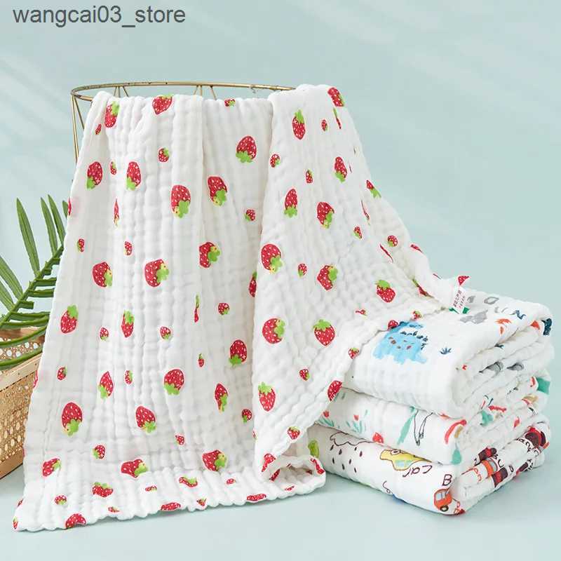 Blankets Swaddling 6 Layers Muslin Blanket Organic Cotton Swaddle Wrap Blanket for Infant Bed Quilt Baby Receiving Blanket Muslin Bath Towel Diaper L2