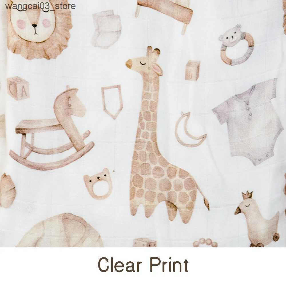 Blankets Swaddling Elinfant Popular Digital Print Bamboo Cotton Muslin Swaddle Blankets High Quality 120*110cm Newborn Baby Bath Towel Wrap L240910