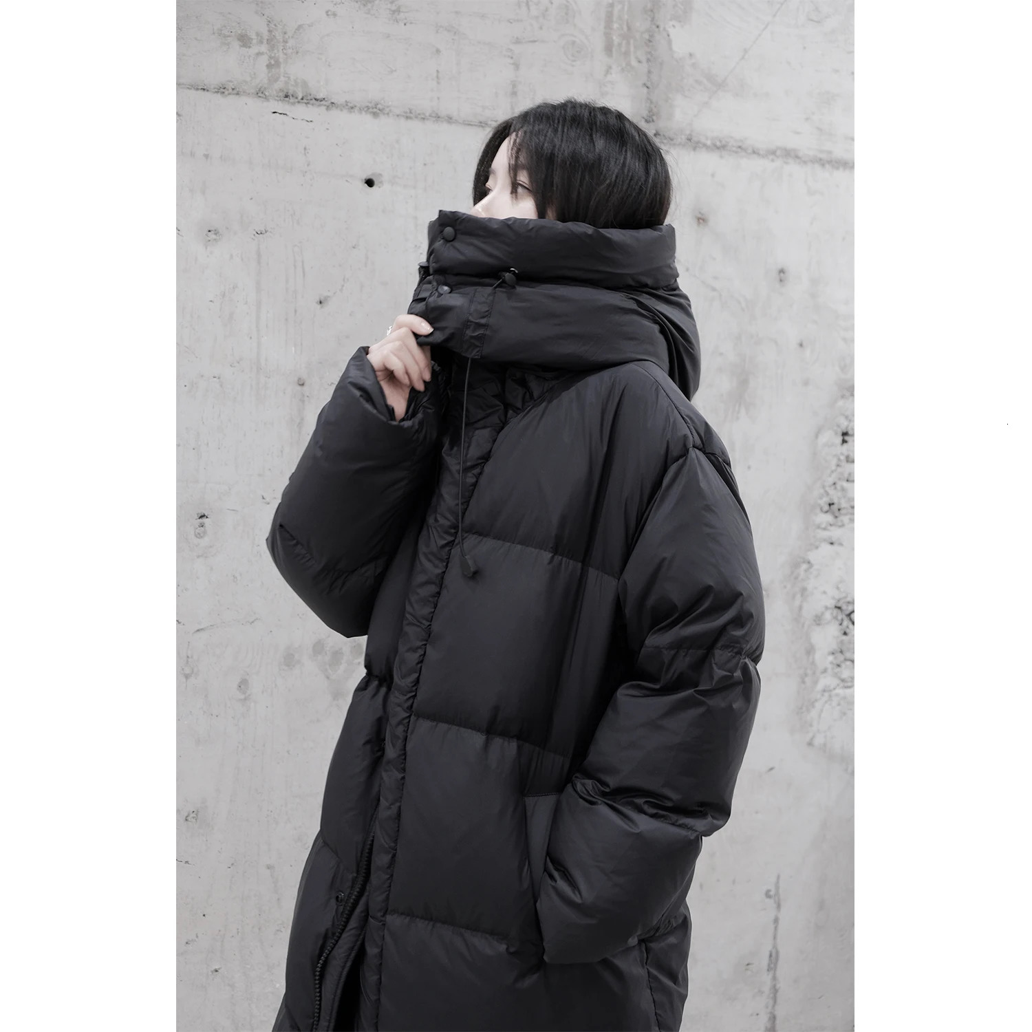 UMI MAO Yamamoto Dark 90 White Duck Down Jacket Thick Warm Down Jacket Large Quilt Long Hooded Womens Coat Y2K 241009