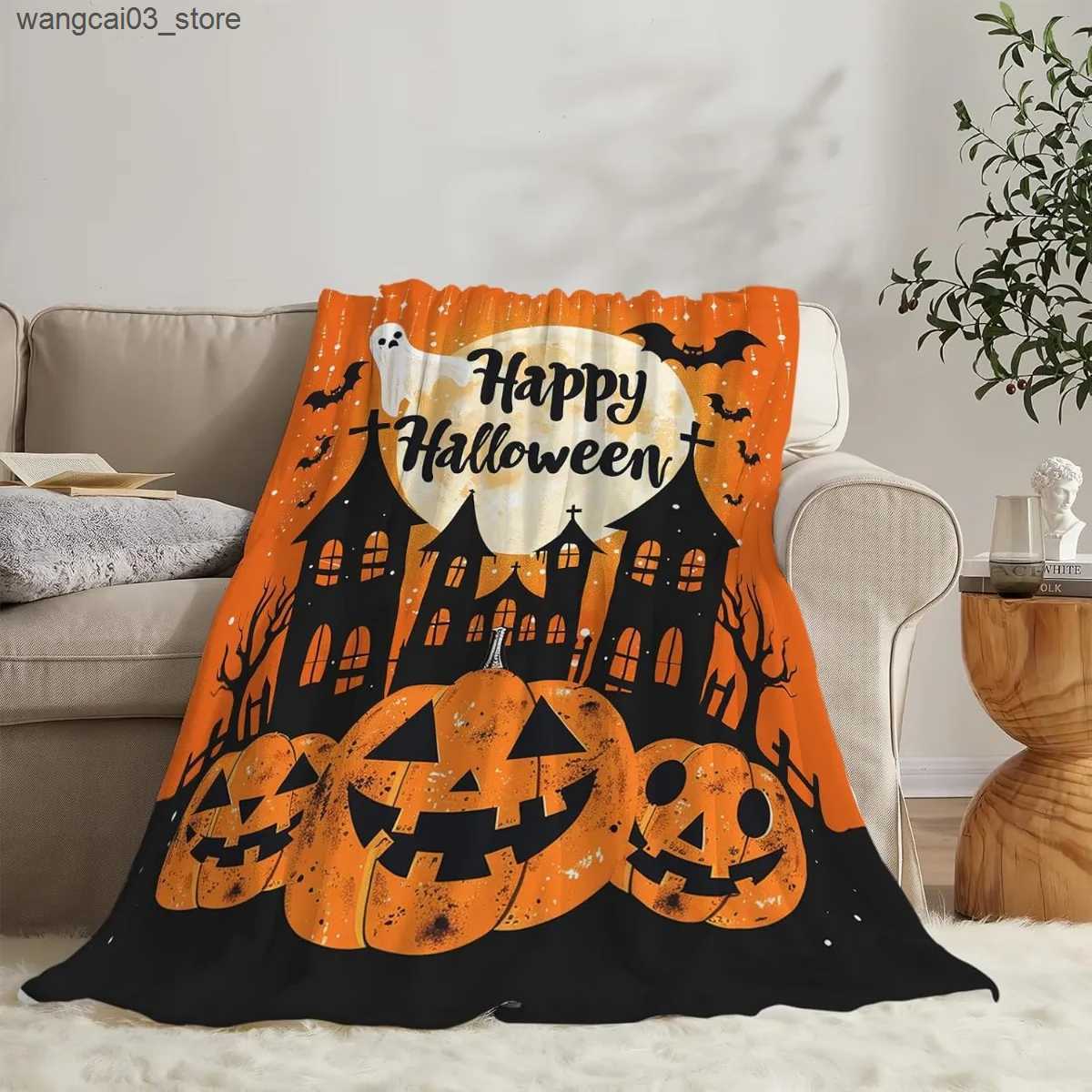 Blankets Swaddling Halloween Blanket Throw Blankets Cozy Fleece Flannel Castle Bedding Horror Gifts for Men Women Boys Girls Teens Kids Adults L240910